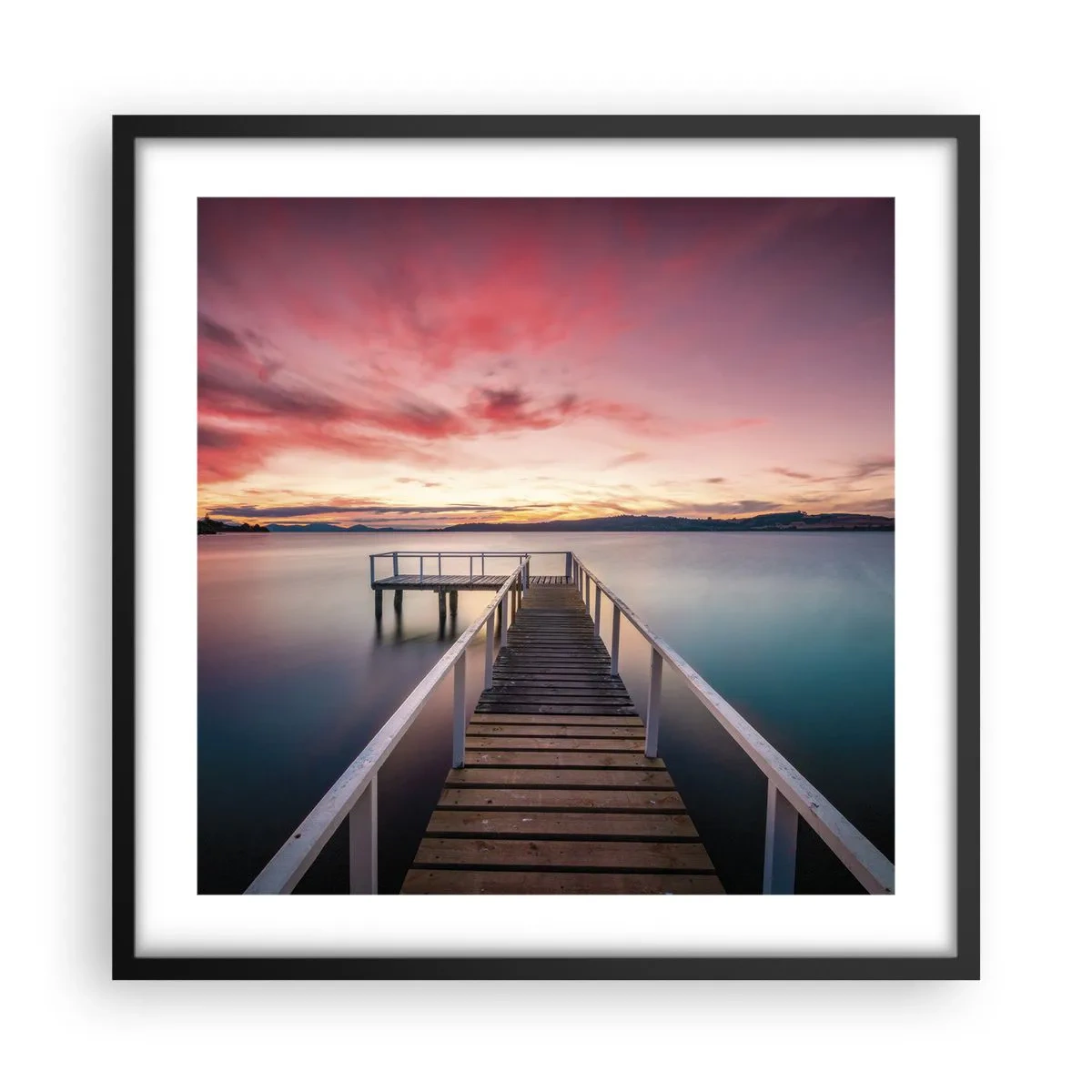 Plagát v čiernom ráme - Jemný plameň večera - 50x50 cm