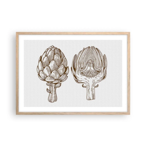 Plagát v ráme zo svetlého duba - Hodiny anatómie - 70x50 cm