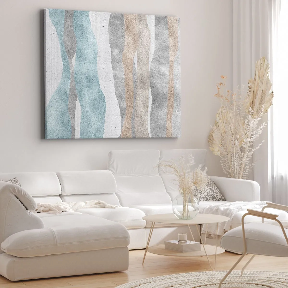 Obraz na plátne - Abstraktné pruhy v pastelových odtieňoch - 70x50cm - Štúdia blízkosti - Moderná nástenná dekorácia do obývacej izby a spálne ARTTOR