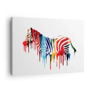 Obraz na plátne - Abstraktná zebra v pestrofarebných farbách s efektom farby - 70x50cm - Nielen čierno-biely - Moderná nástenná dekorácia do obývacej izby a spálne ARTTOR