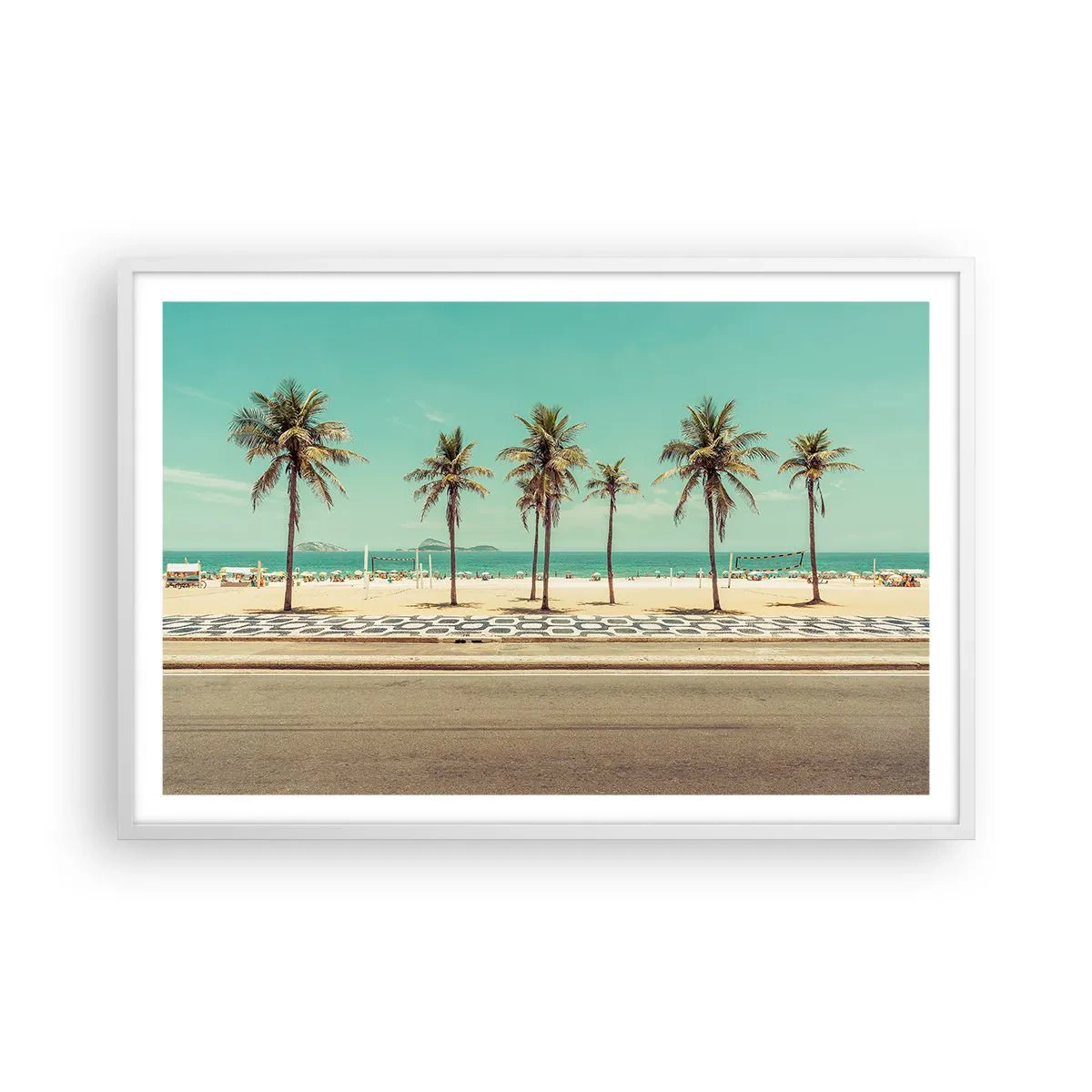 Plagát v bielom ráme - Stráženie pláže - 91x61 cm