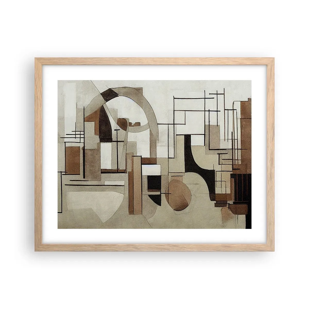 Plagát v ráme zo svetlého duba - Mestská krajina 2.0 - 50x40 cm