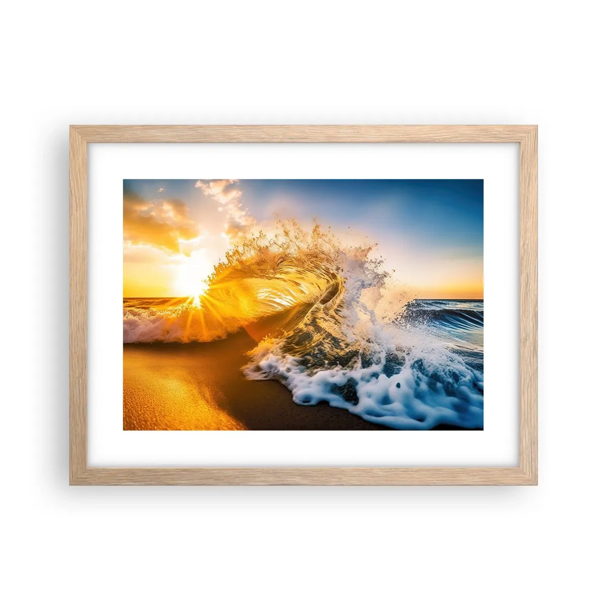 Plagát v ráme zo svetlého duba - Hra v piesku - 40x30 cm