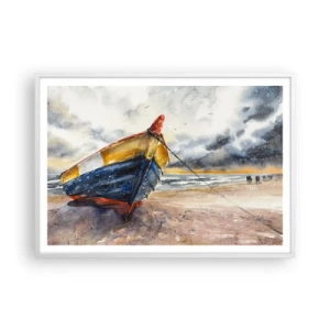 Plagát v bielom ráme - Odpočinok na brehu - 100x70 cm