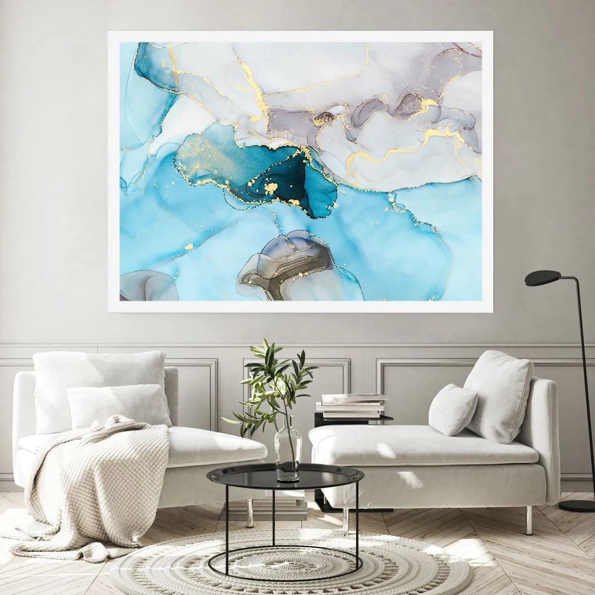 Plagát - Štúdia o stretnutí šedej a tyrkysovej - 70x50 cm
