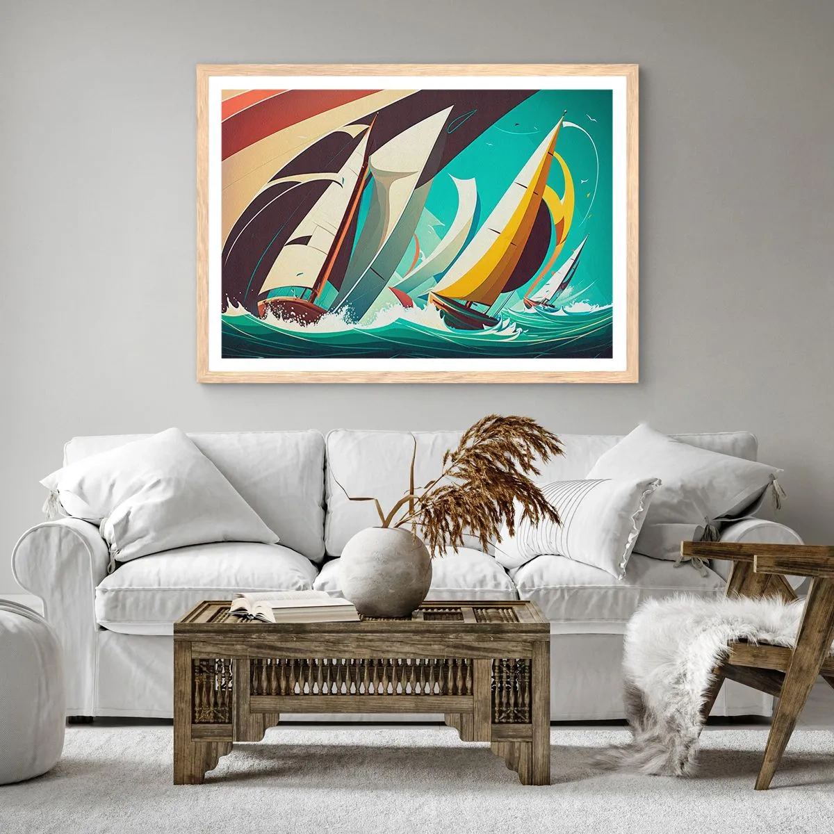 Plagát v ráme zo svetlého duba - Ako vychádzať so živlami - 91x61 cm