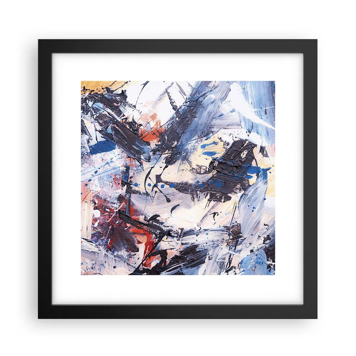 Plagát v čiernom ráme - Bláznivý tanec abstrakcie - 30x30 cm