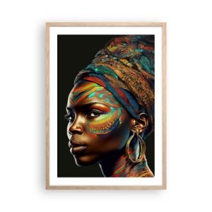 Plagát v ráme zo svetlého duba - Africká kráľovná - 50x70 cm