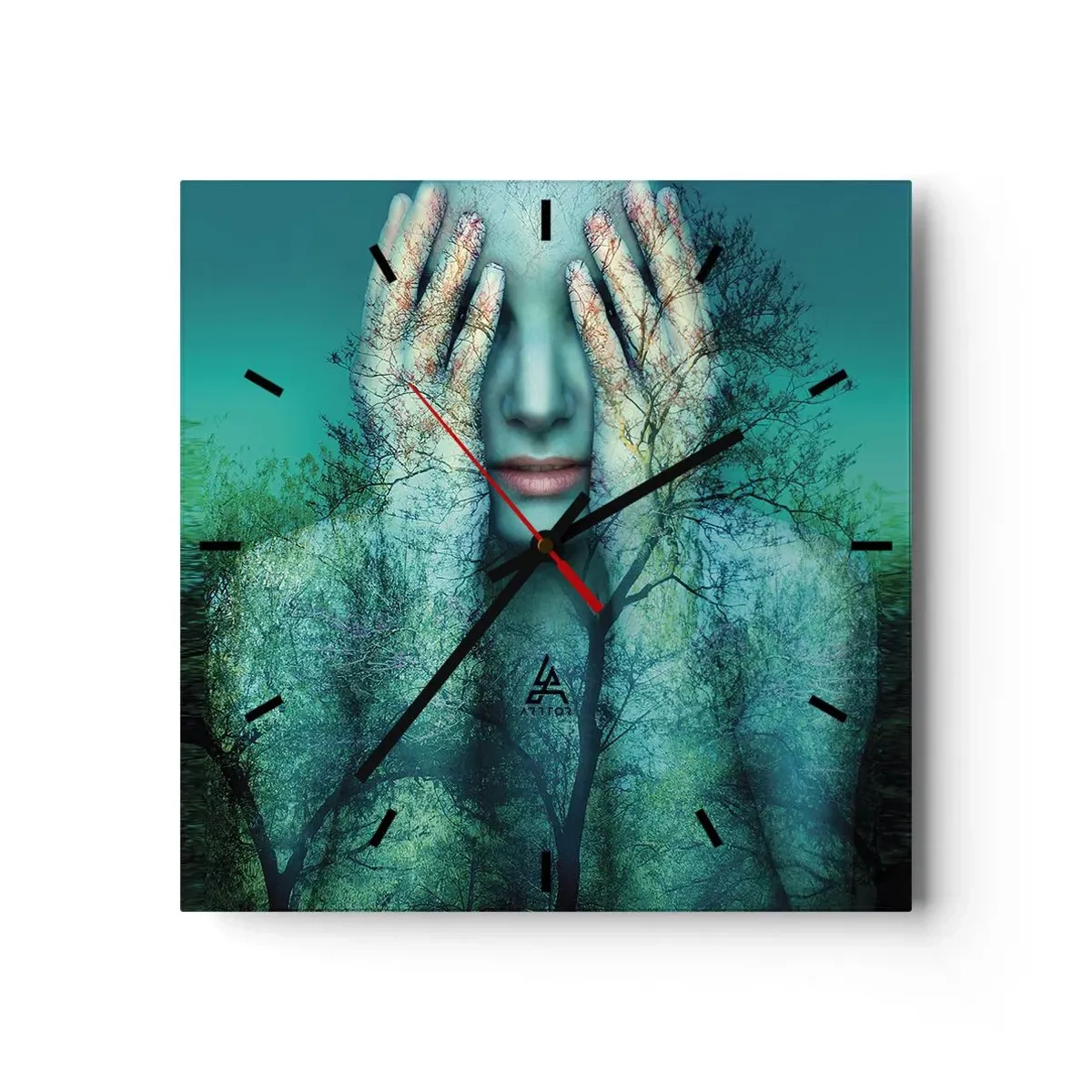 Nástenné hodiny - Ponorená do modrej - 40x40 cm