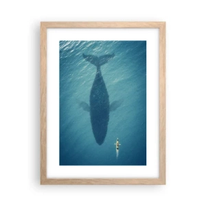 Plagát v ráme zo svetlého duba - Stretnutie na oceáne - 30x40 cm