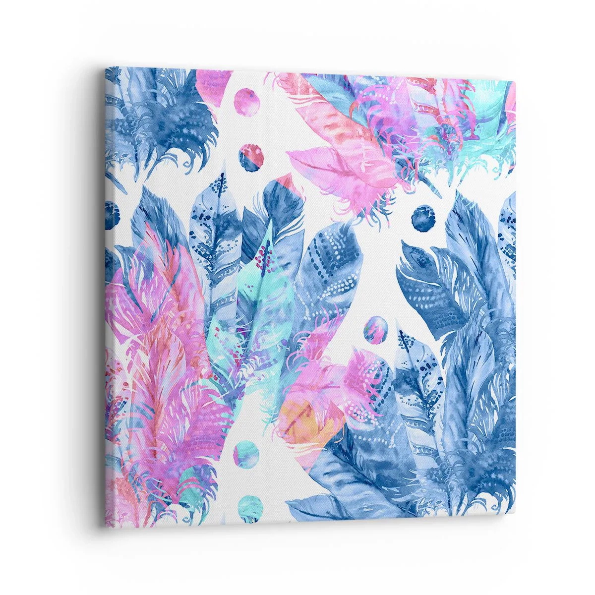 Obraz na plátne - Chocholy v ružovej a blankytnej - 30x30 cm