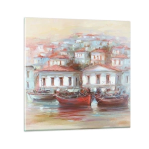 Obraz na skle - Šťastné mestečko - 50x50 cm