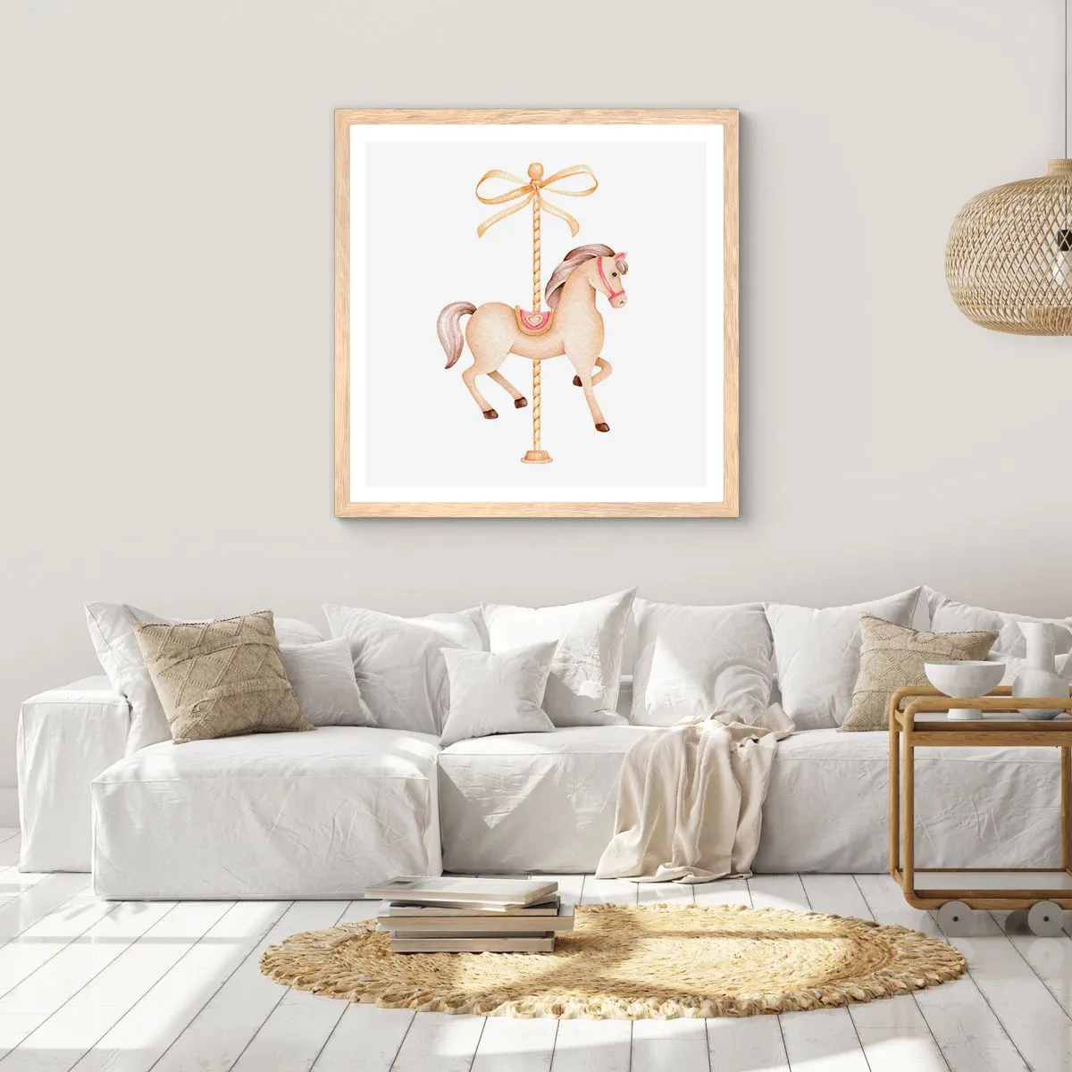 Plagát v ráme zo svetlého duba - Elegantným klusom - 60x60 cm