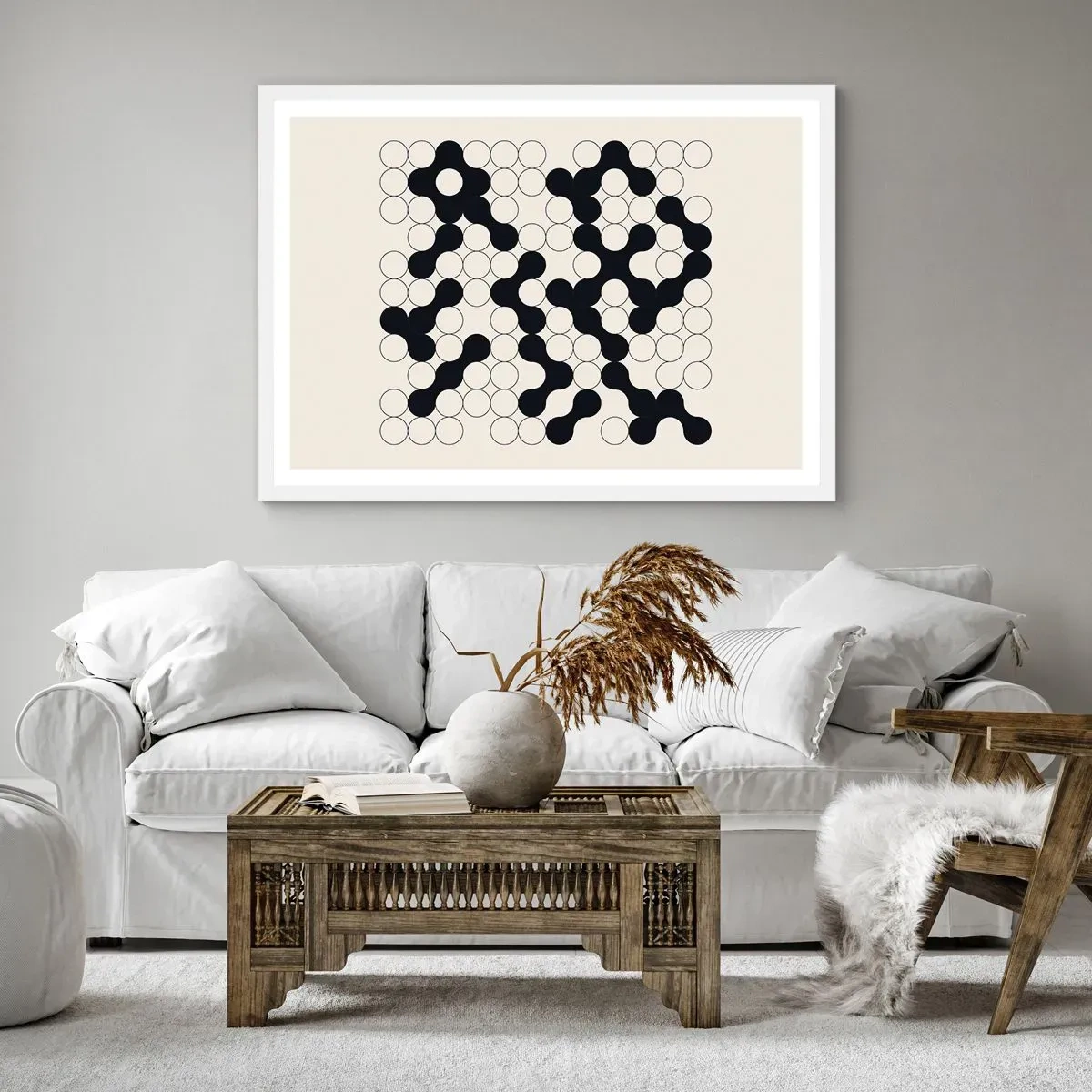 Plagát v bielom ráme - Čínska hra – variácia - 40x30 cm