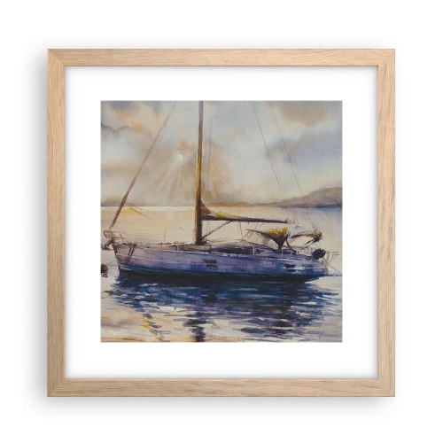 Plagát v ráme zo svetlého duba - Večer v zátoke - 30x30 cm