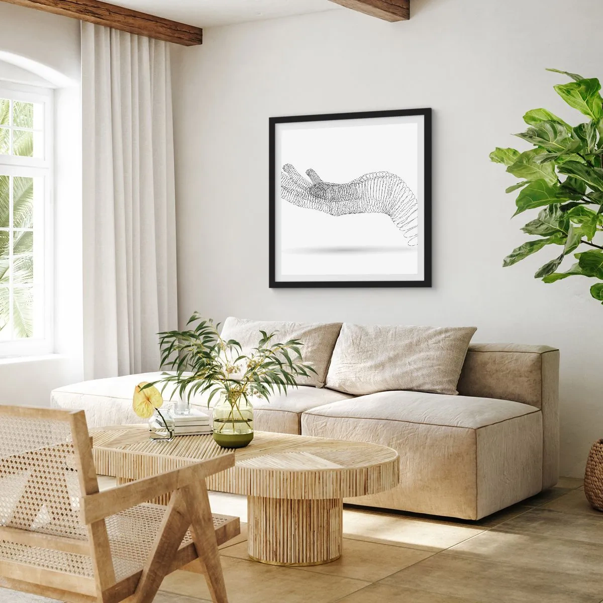 Plagát v čiernom ráme - Pružná ruka - 60x60 cm