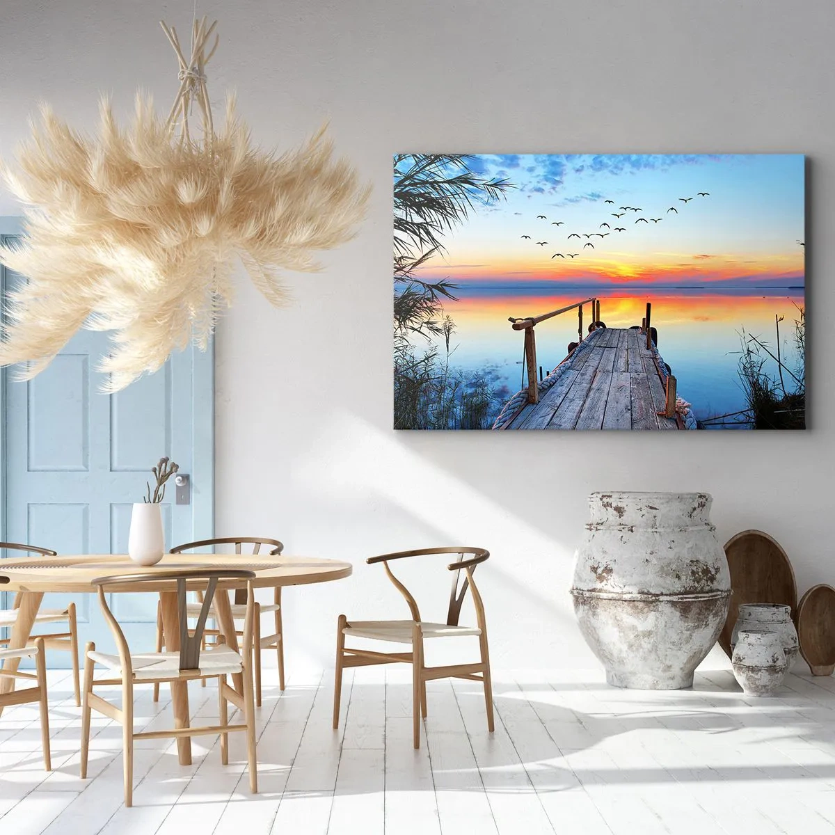 Obraz na plátne - Drevené mólo nad jazerom pri západe slnka - 70x50cm - Je čas isť späť… - Moderná nástenná dekorácia do obývacej izby a spálne ARTTOR