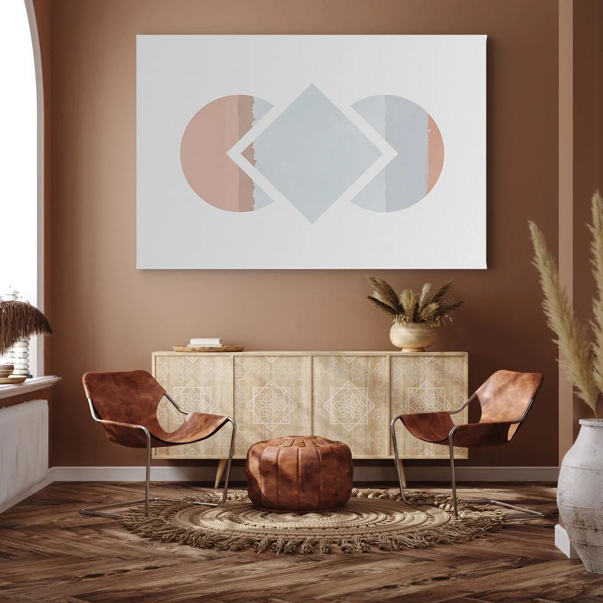 Obraz na plátne - Minimalistický obraz s geometrickými tvarmi - 70x50cm - Situácia je jasná - Moderná nástenná dekorácia do obývacej izby a spálne ARTTOR