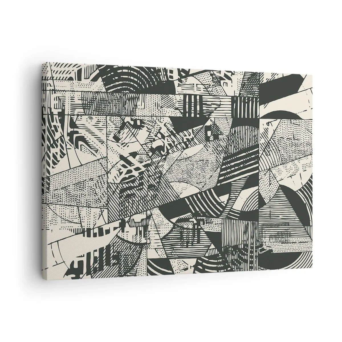 Obraz na plátne - Geometrické abstraktné vzory v odtieňoch zelenej na svetlom pozadí - 70x50cm - Dynamika súčasnosti - Moderná nástenná dekorácia do obývacej izby a spálne ARTTOR