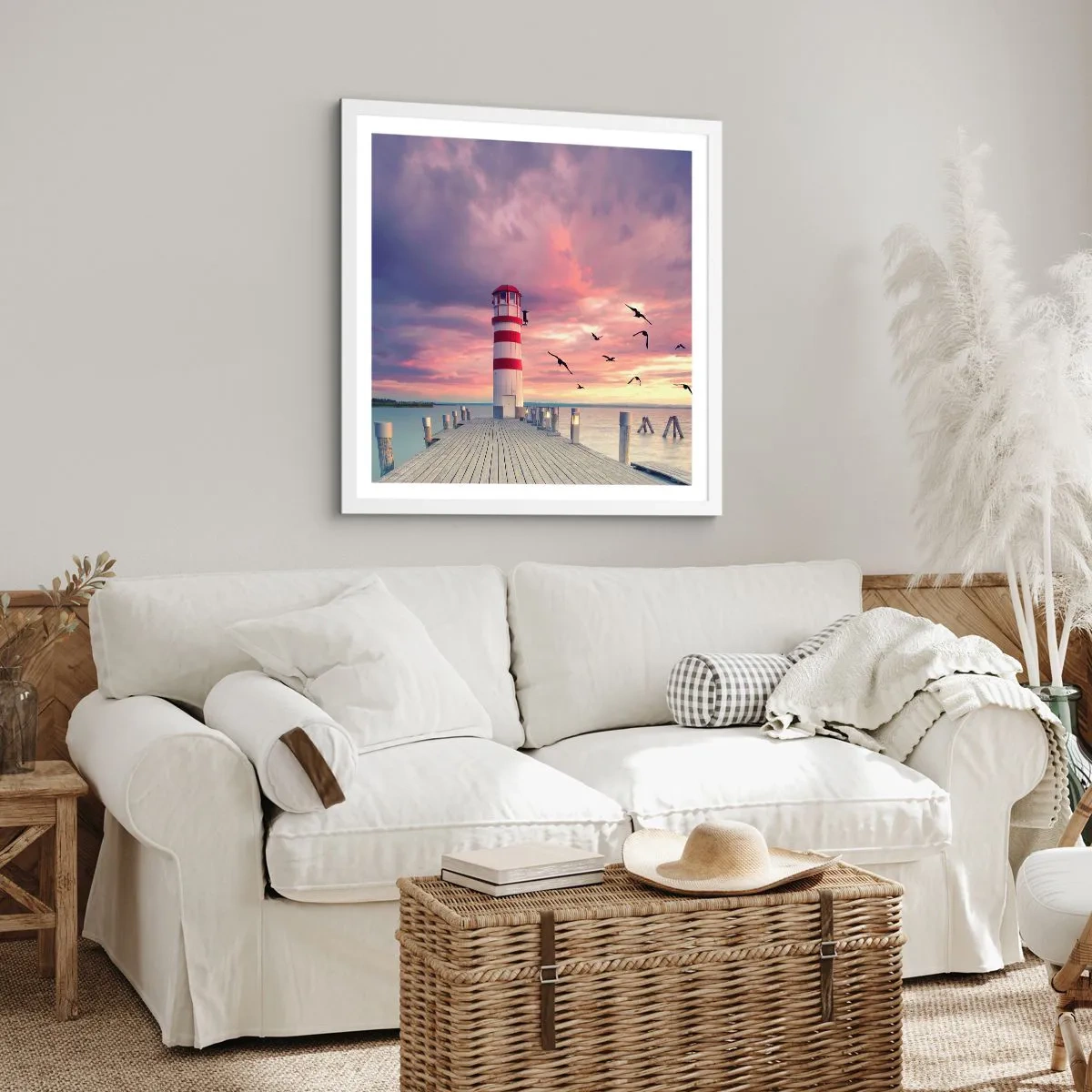 Plagát v bielom ráme - Čas ísť do prístavu - 60x60 cm