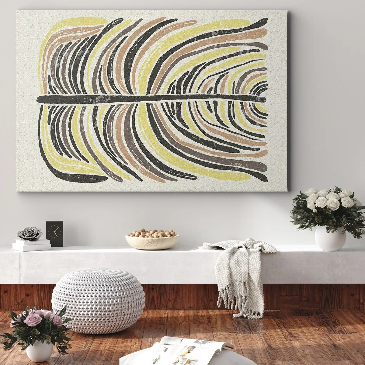 Obraz na plátne - Abstraktný motív listu v zemitých tónoch - 70x50cm - Abstrakcia plná života - Moderná nástenná dekorácia do obývacej izby a spálne ARTTOR