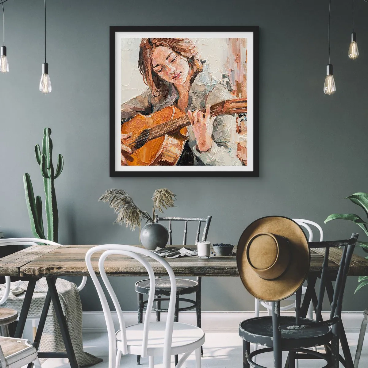 Plagát v čiernom ráme - Koncert pre gitaru a dievčenské srdce - 60x60 cm