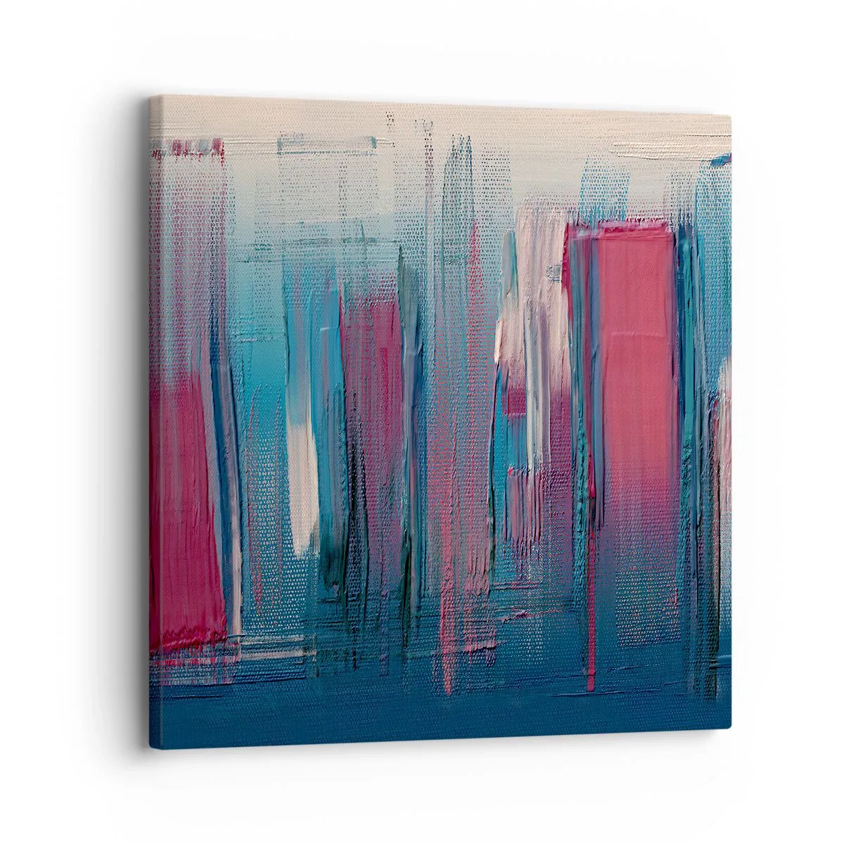 Obraz na plátne - Vertikálna kompozícia v modrej a červenej - 30x30 cm