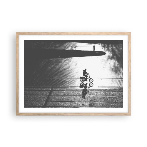 Plagát v ráme zo svetlého duba - Dopredu, cez mesto - 70x50 cm