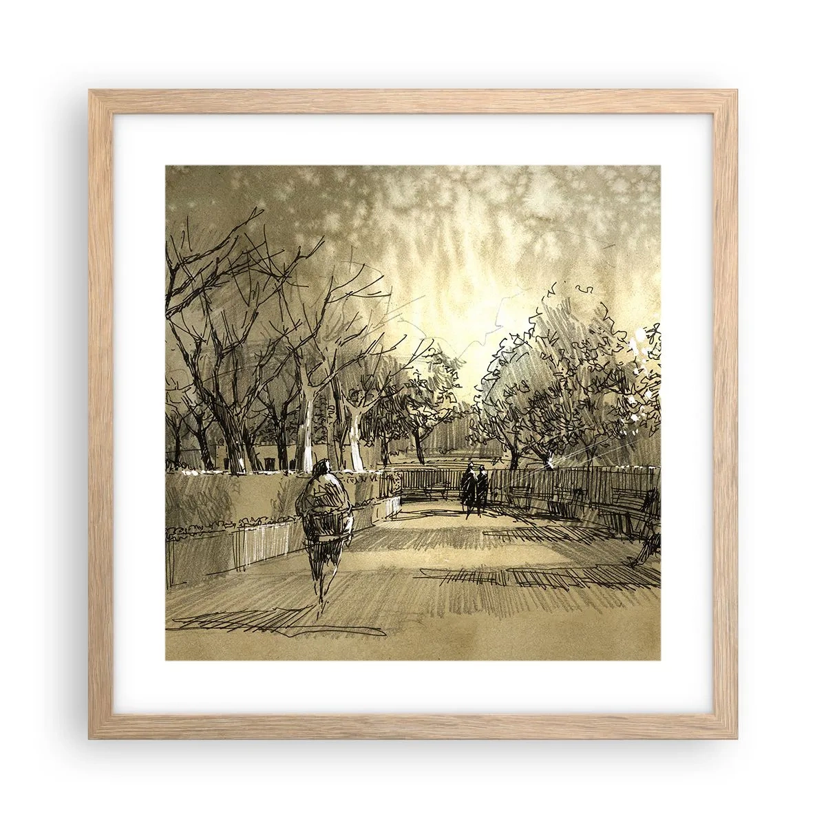 Plagát v ráme zo svetlého duba - Pierkom zastavený okamih - 40x40 cm