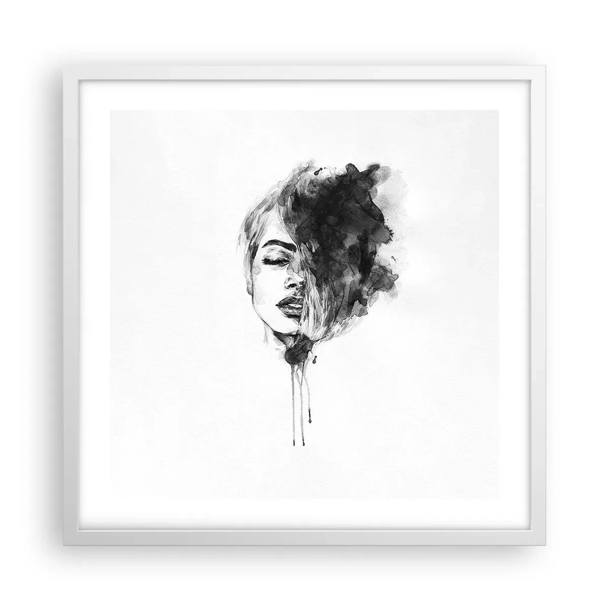 Plagát v bielom ráme - O čom sníva dievča - 50x50 cm