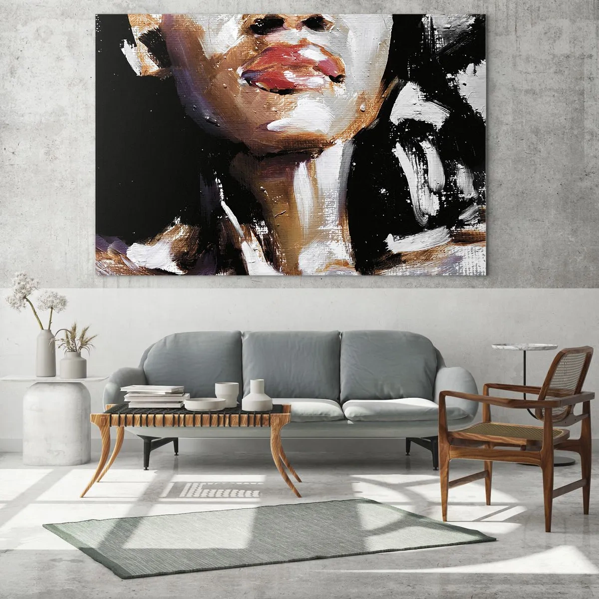 Obraz na skle - Detailný záber na farebný portrét ženy v expresívnom štýle - 70x50cm - Hrdosť bez predsudkov - Moderná nástenná dekorácia do obývacej izby a spálne ARTTOR