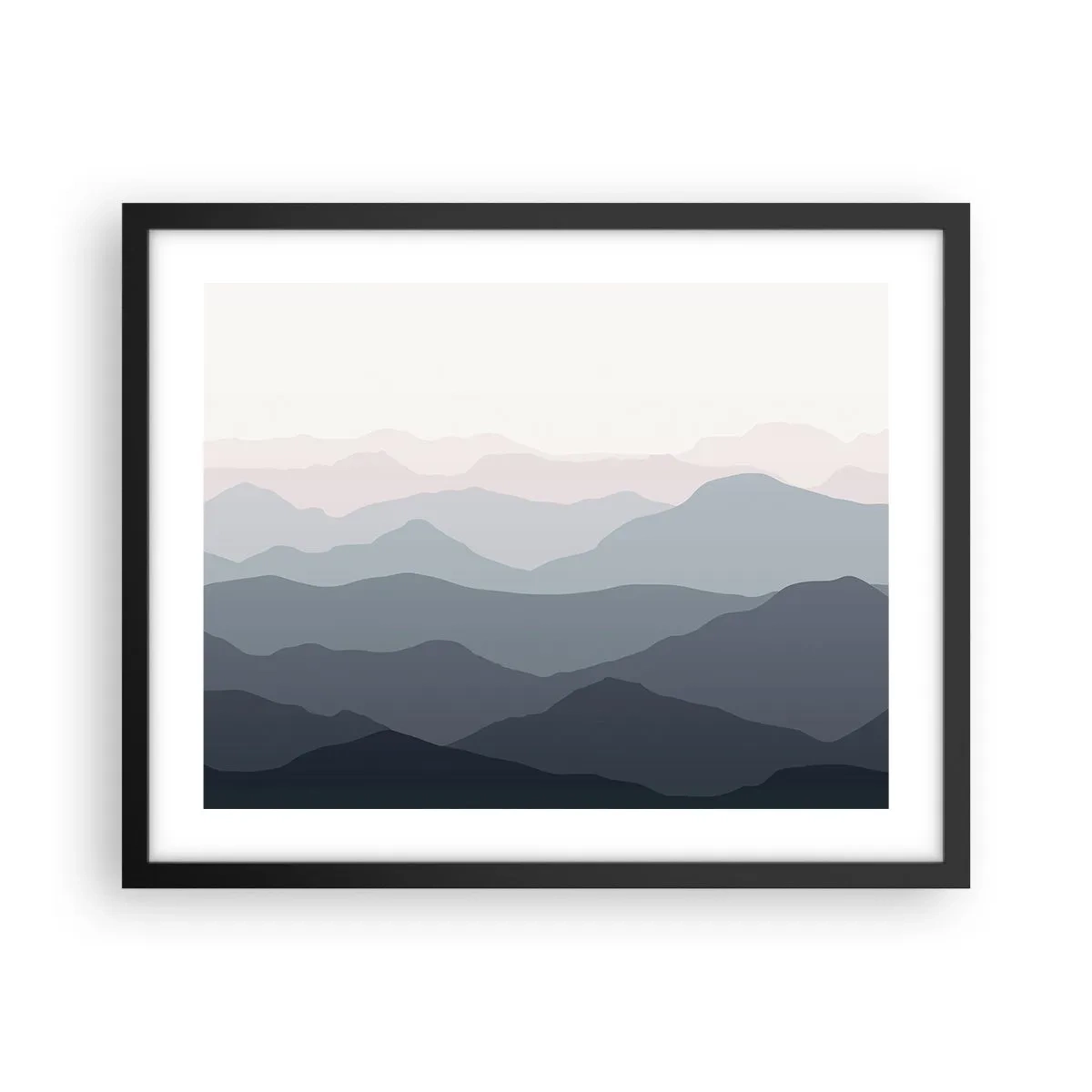 Plagát v čiernom ráme - Vlny hôr - 50x40 cm