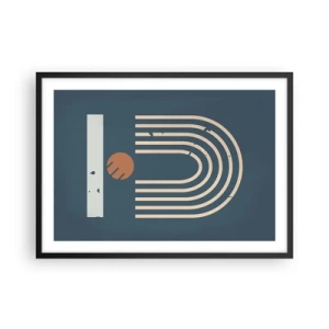 Plagát v čiernom ráme - Geometria v námorníckej modrej - 70x50 cm