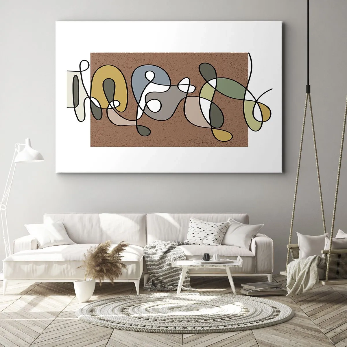 Obraz na plátne - Farebná abstrakcia so škvrnami a čiarami - 70x50cm - Abstrakcia, ktorá stojí za úsmev - Moderná nástenná dekorácia do obývacej izby a spálne ARTTOR