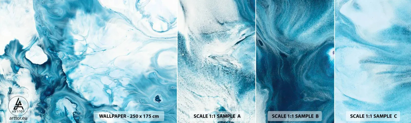 Vzorka samolepiacej fototapety Deluxe Sticker - Modrý koncert - Abstrakcia, Kus, Moderné umenie - 100x30 cm