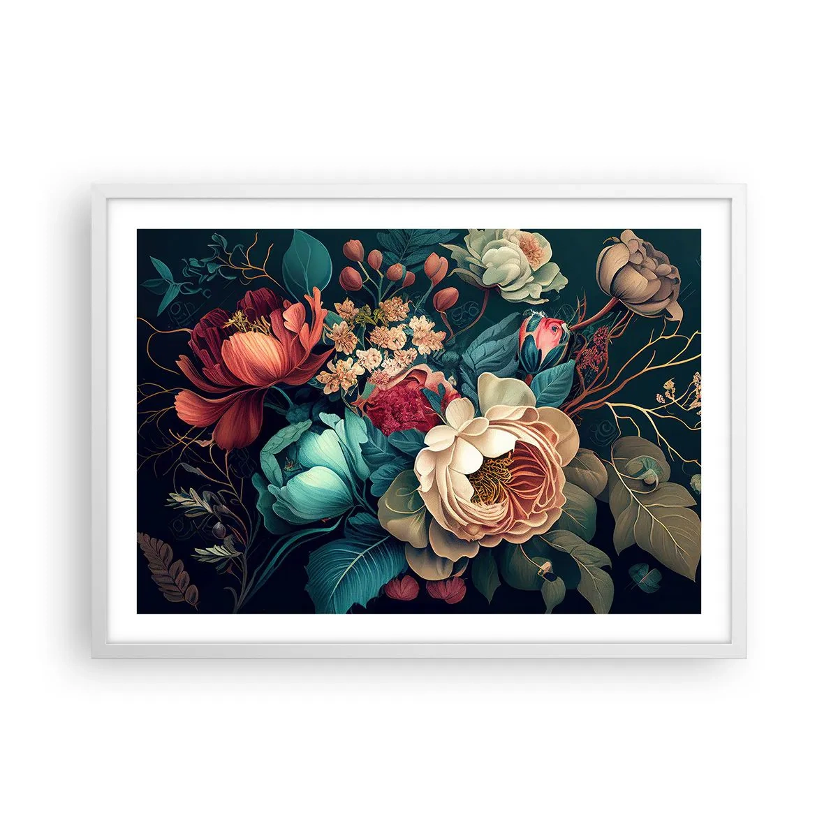 Plagát v bielom ráme - Pôvab 19. storočia - 70x50 cm