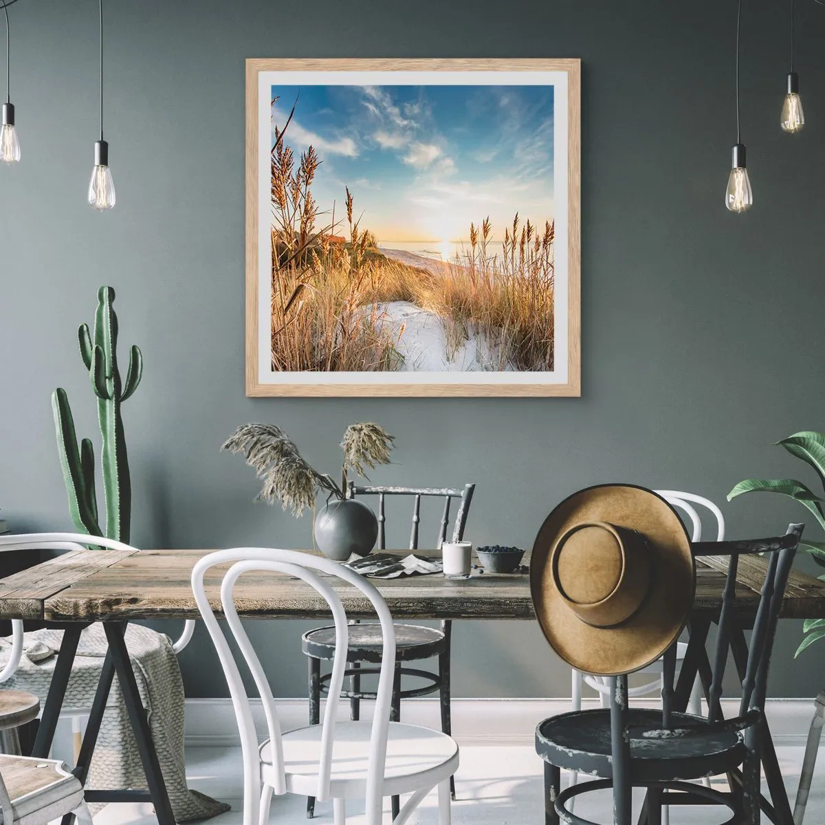 Plagát v ráme zo svetlého duba - Severná pláž - 60x60 cm