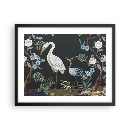 Plagát v čiernom ráme - Vtáčí sprievod - 50x40 cm