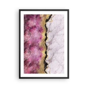 Plagát v čiernom ráme - Abstrakcia s mramorovým vzorom a zlatými akcentmi - 50x70cm - Na hranici - Moderná nástenná dekorácia do obývacej izby a spálne ARTTOR