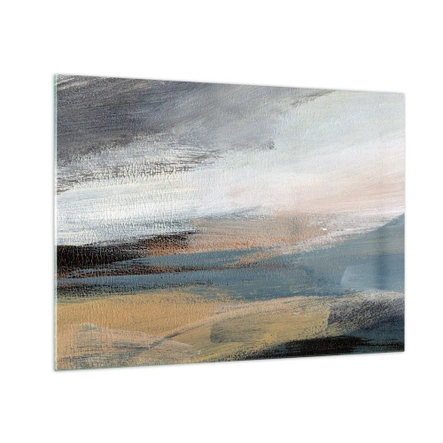 Obraz na skle - Abstraktná krajina v chladných a zemitých farbách. - 70x50cm - Abstrakcia: severná krajina - Moderná nástenná dekorácia do obývacej izby a spálne ARTTOR