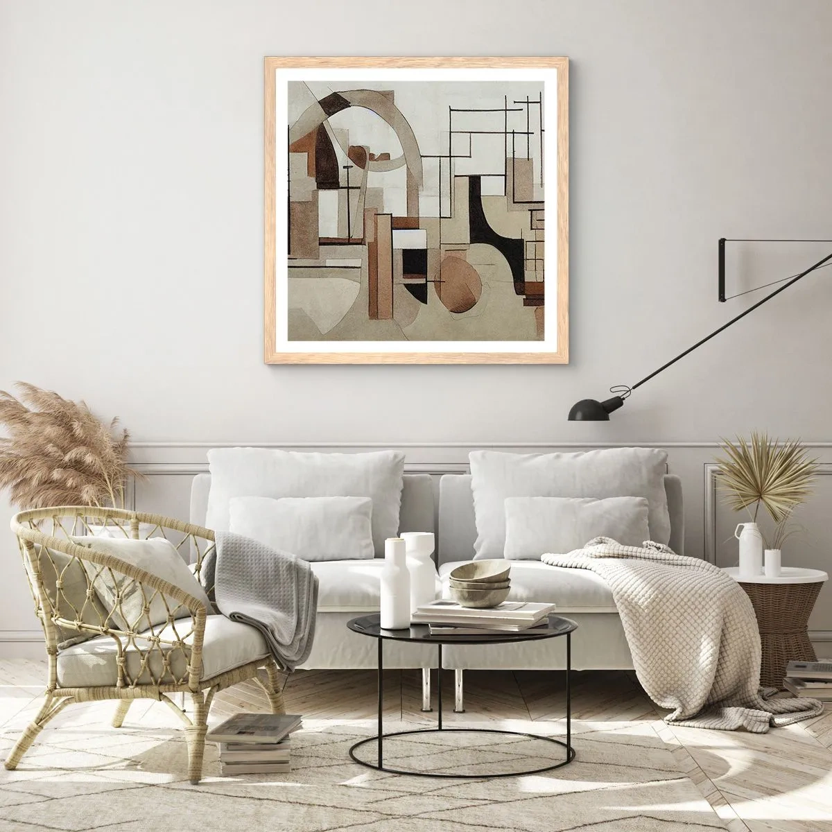 Plagát v ráme zo svetlého duba - Mestská krajina 2.0 - 60x60 cm