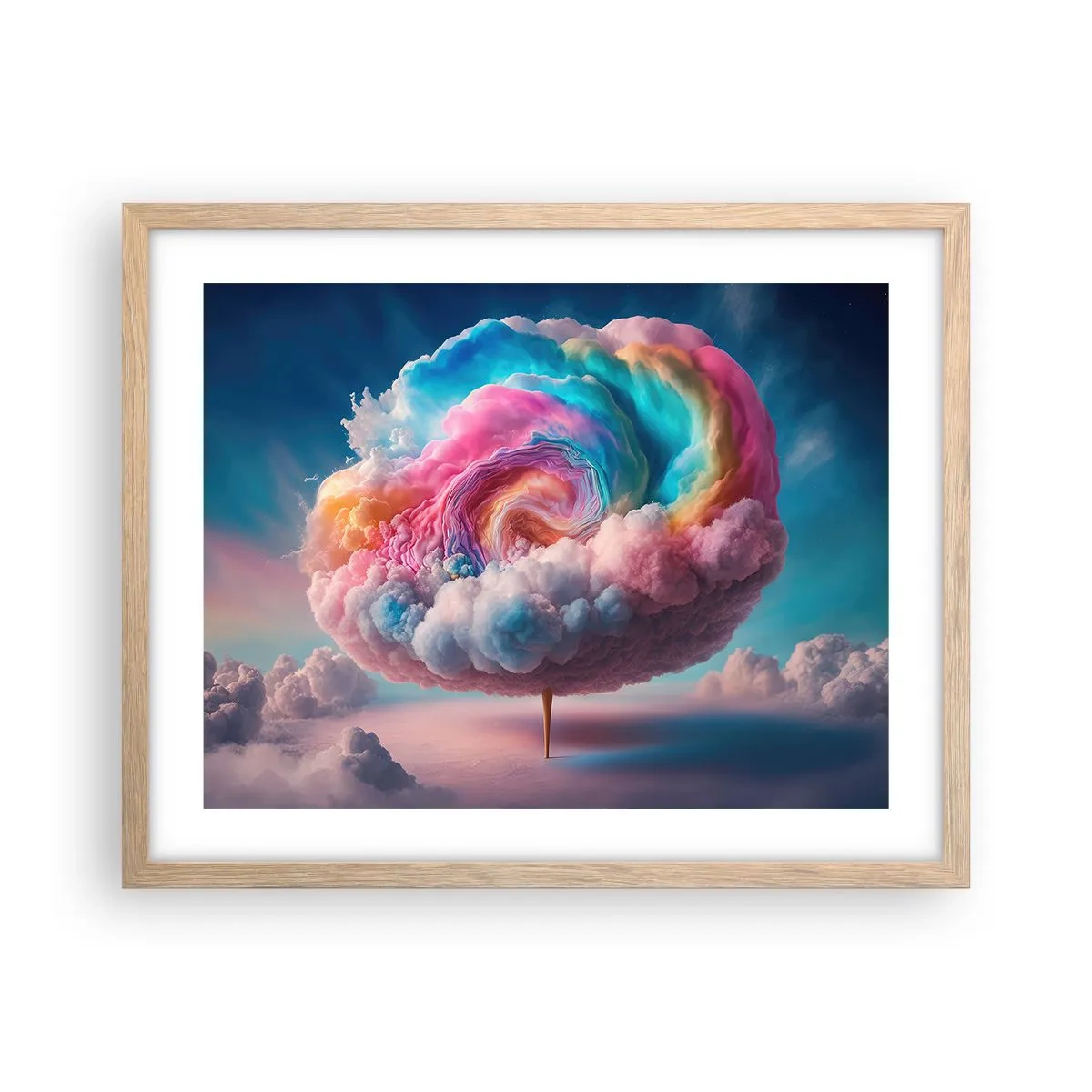 Plagát v ráme zo svetlého duba - Sen o zábavnom parku - 50x40 cm