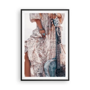 Plagát v čiernom ráme - Kvetinové deti na ceste - 61x91 cm