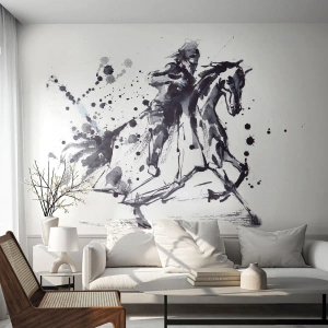 Fototapeta na mieru Premium Canvas - Čierny rytier - Abstrakcia, Rytier na koni, Rytierske brnenie
