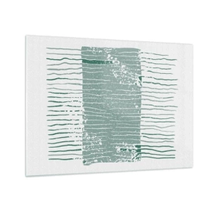 Obraz na skle - Horizontálne morské línie s efektom poškodenia vytvárajú abstraktnú štruktúru - 70x50cm - Morská abstrakcia - Moderná nástenná dekorácia do obývacej izby a spálne ARTTOR