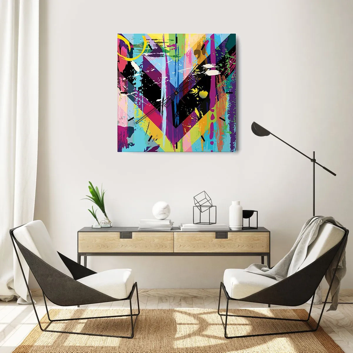 Nástenné hodiny - Zhora nadol - 40x40 cm