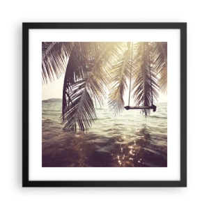 Plagát v čiernom ráme - Hojdať sa ľubovoľne v oblakoch - 40x40 cm