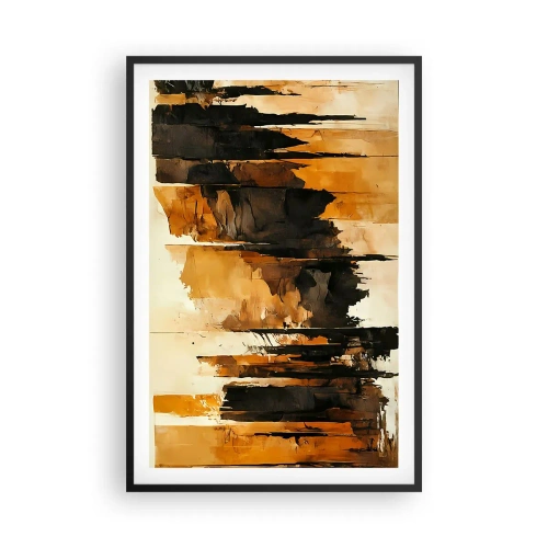 Plagát v čiernom ráme - Harmónia čiernej a zlatej - 61x91 cm