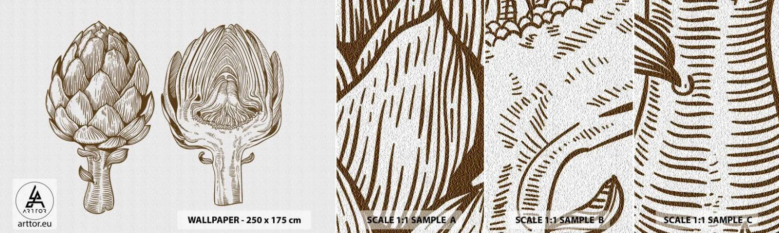 Vzorka Fototapeta Standard Eco - Hodiny anatómie - Artičok, Kuchyňa, Zelenina - 100x30 cm