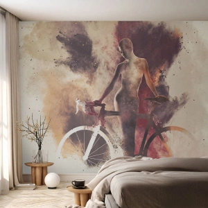 Samolepiaca Fototapeta Deluxe Sticker - Cyklistická duša v mramorových tvaroch - Abstrakcia, Žena, Bicykel - 100x70 cm